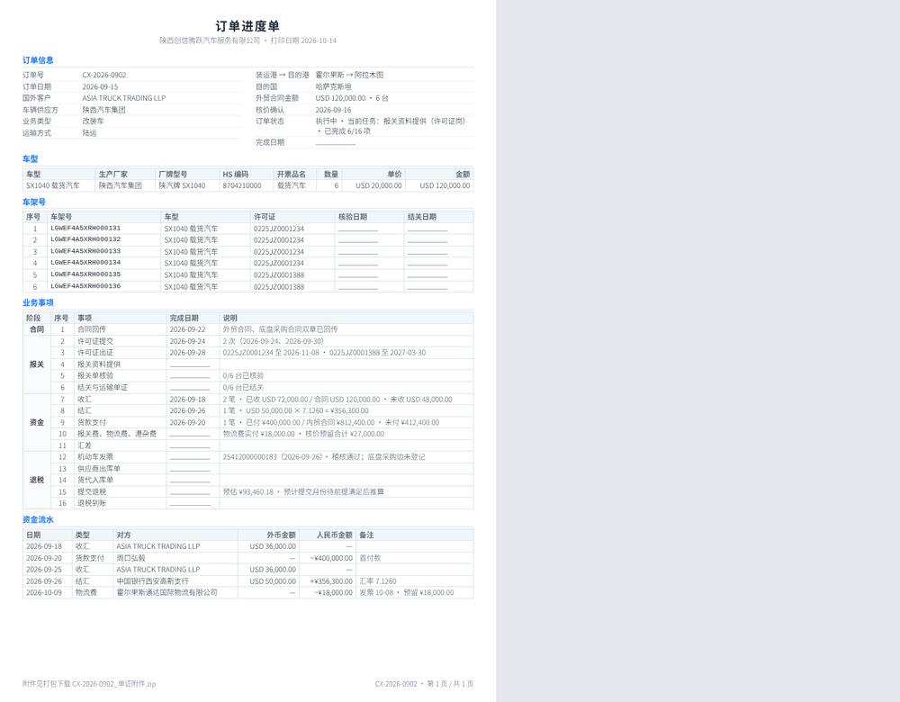 B-23 订单进度单（A4）